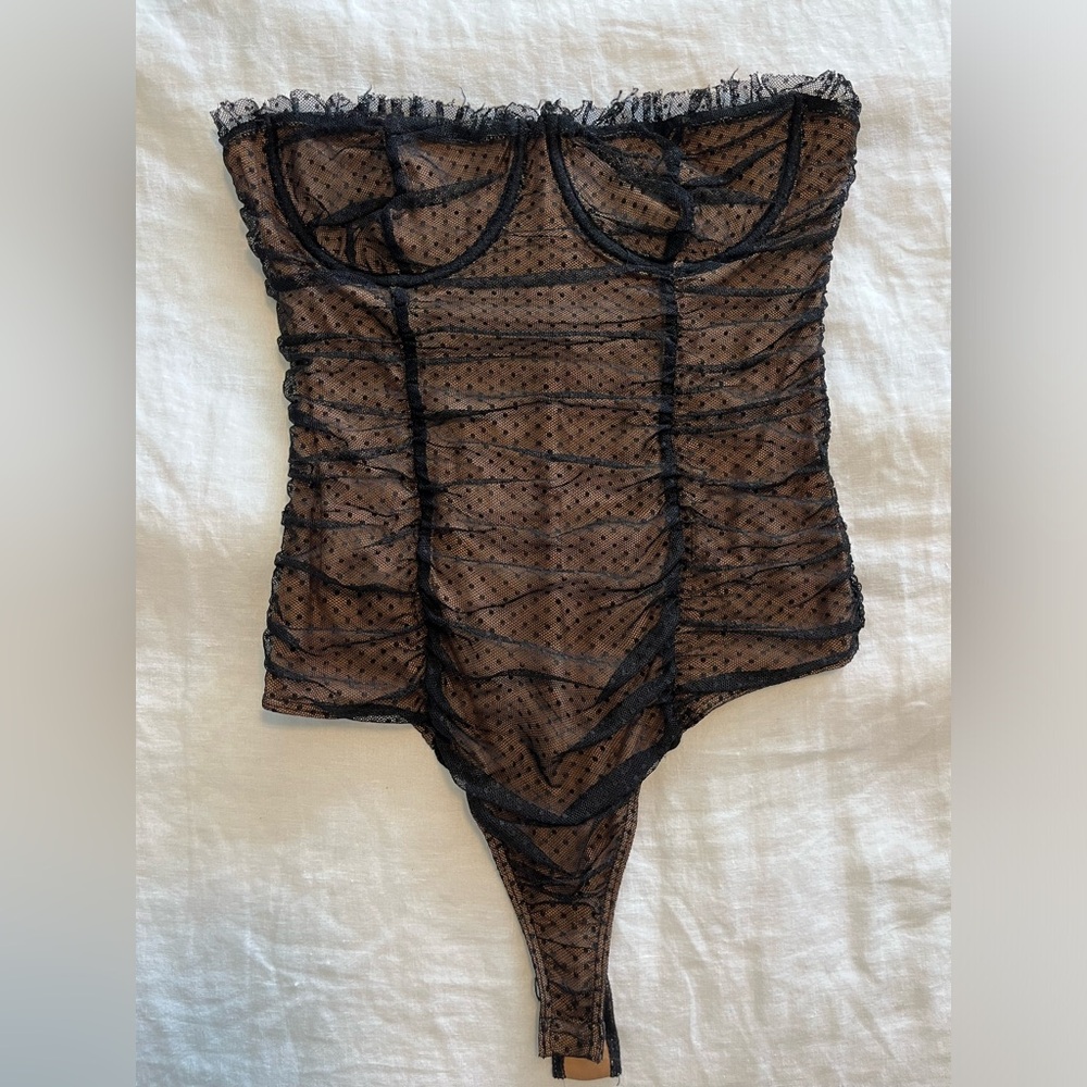 Majorelle black lace bodysuit, size medium